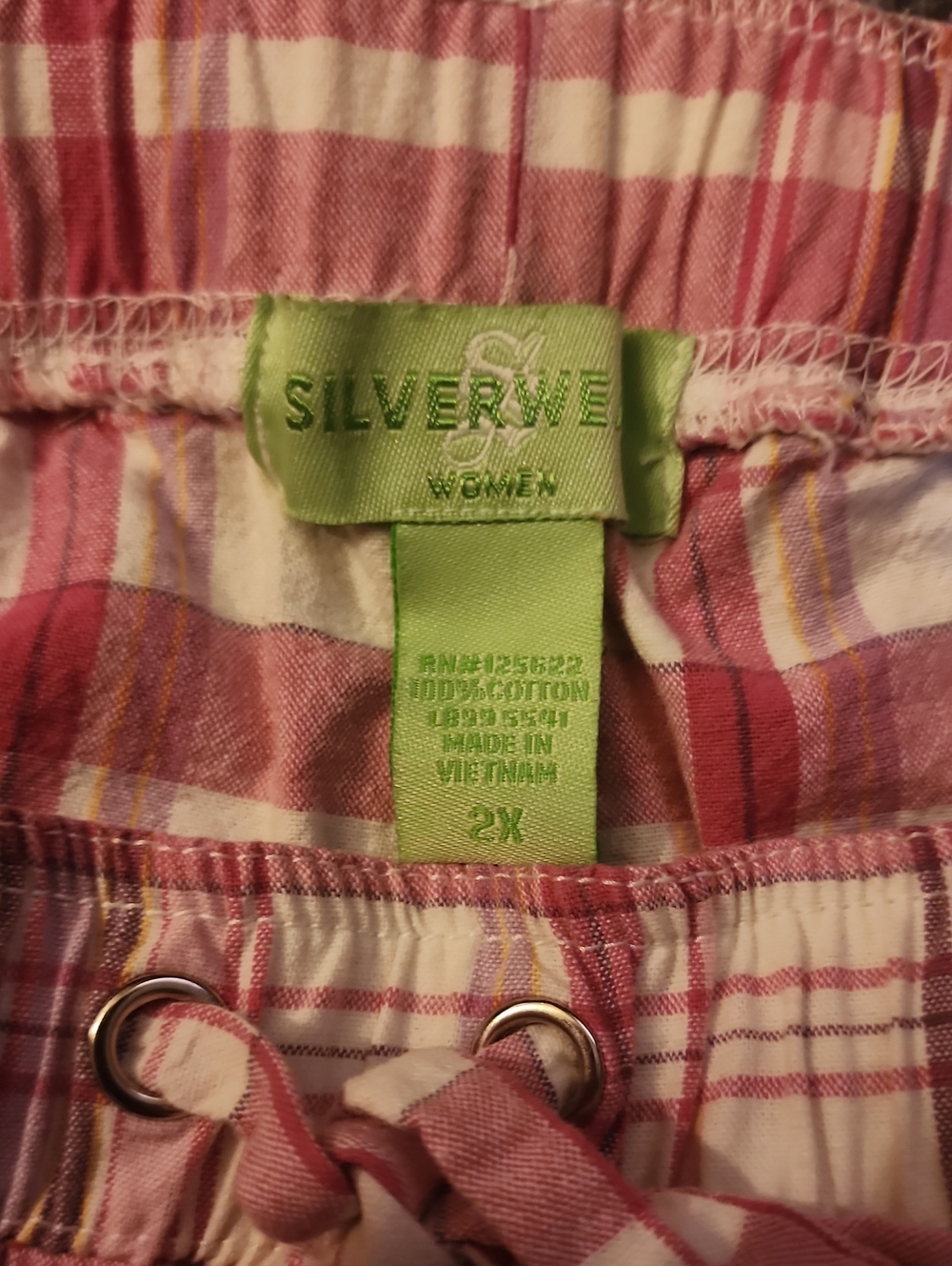 Silver Jeans Pink Plaid Elastic Waist Shorts